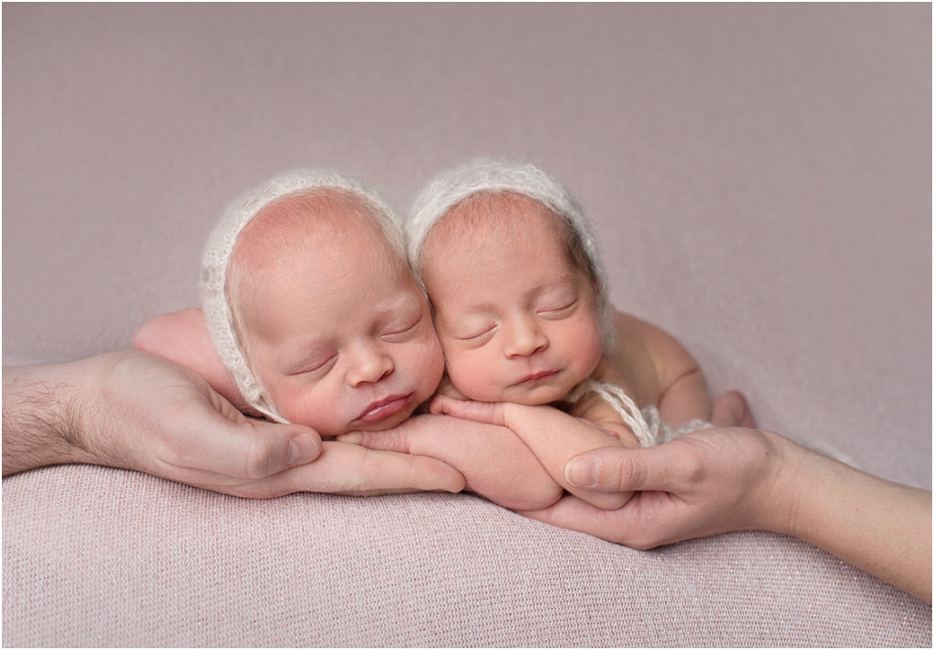 tiny baby studio newcastle newborn photographer parents hands twins