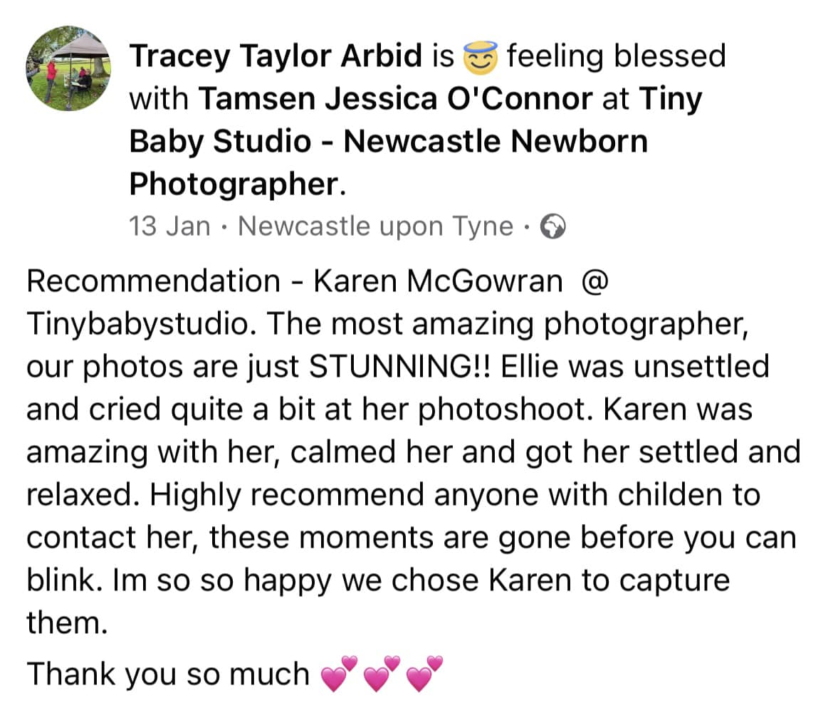 Recommendation from customer for Newborn photography